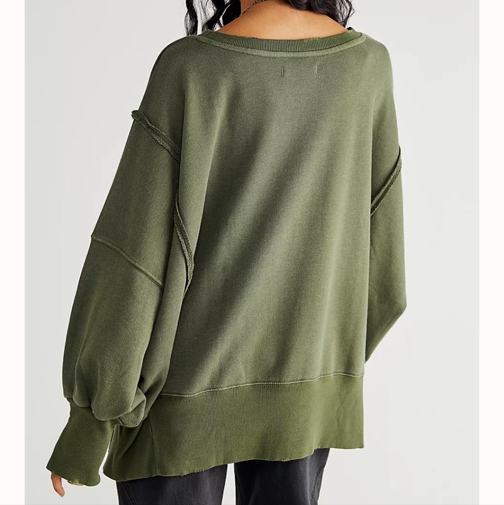 NWT FREE PEOPLE GREEN CAMDEN OVERSIZED PULLOVER We The Free - Picture 3 of 14